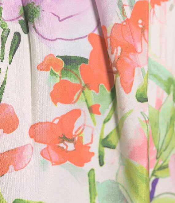 Floral Neckline Short Puff Dress White Multi - Siena