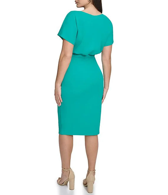 Faux Wrap Blouson Dress Spearmint - Kensie