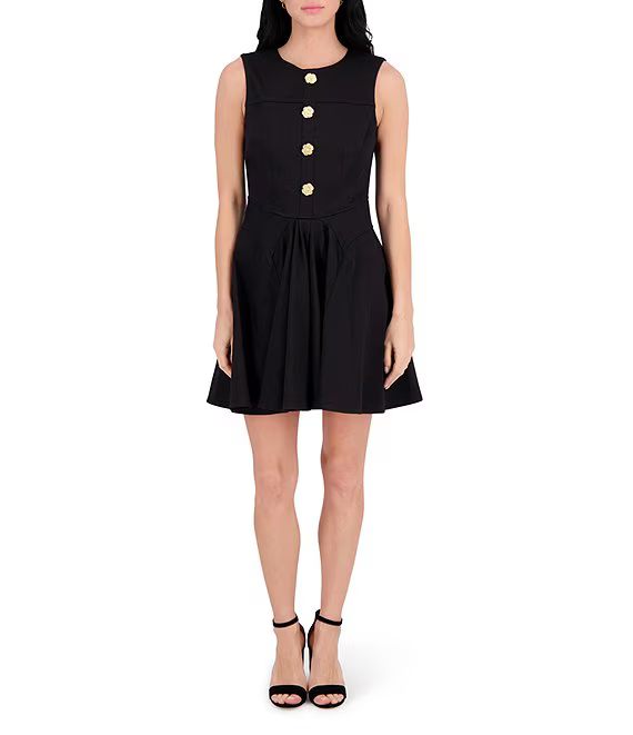 Stretch Denim A-Line Mini Dress Black - Kensie