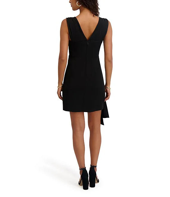 Sweetheart Wide Strap Mini Dress With Side Draping Black - Siena