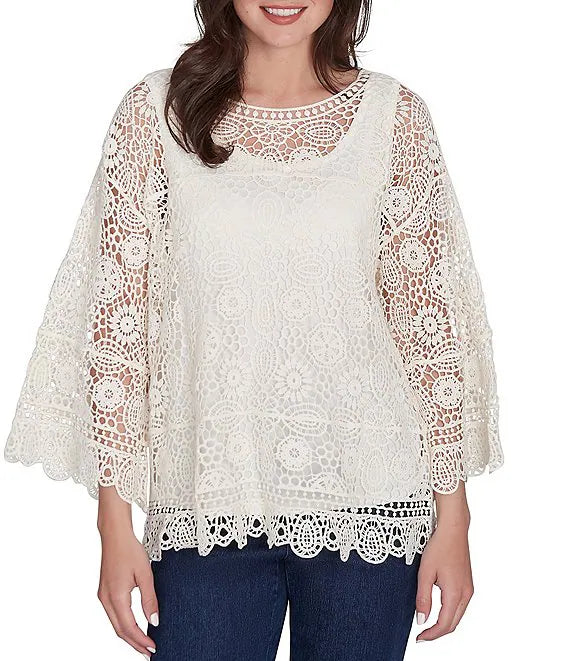 Sweater Lace Pullover Ivory- Ruby Rd