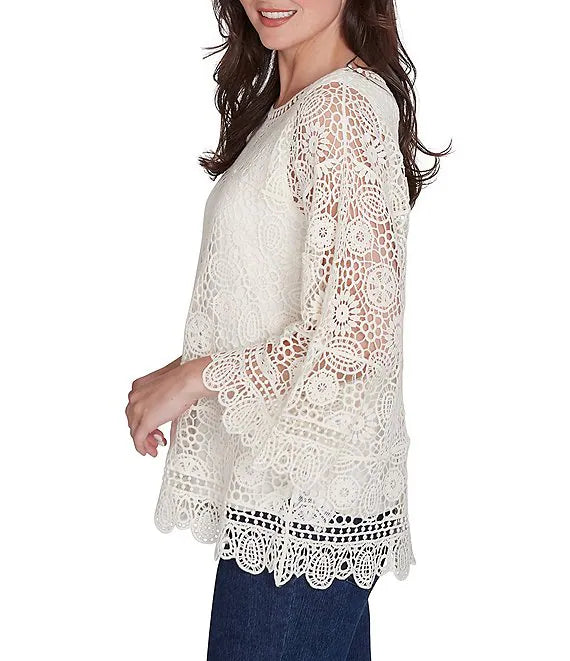 Sweater Lace Pullover Ivory- Ruby Rd