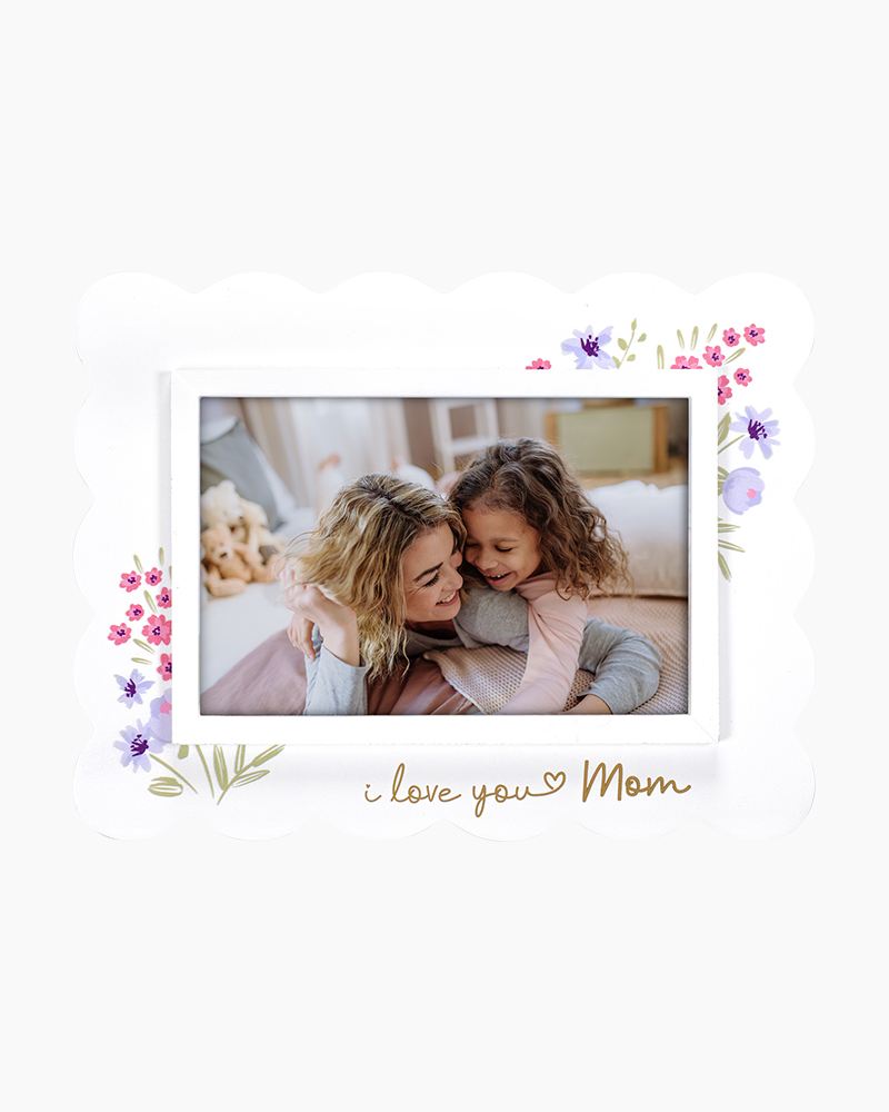 Mom Floral Ruffle Border Photo Frame (4x6)
