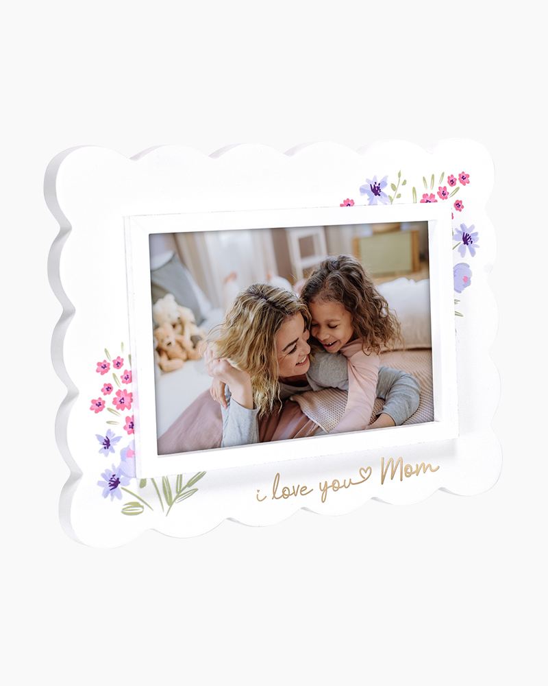 Mom Floral Ruffle Border Photo Frame (4x6)