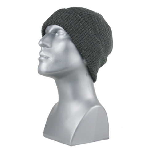 ACRYLIC KNIT CUFF HAT - CHARCOAL ONLY
