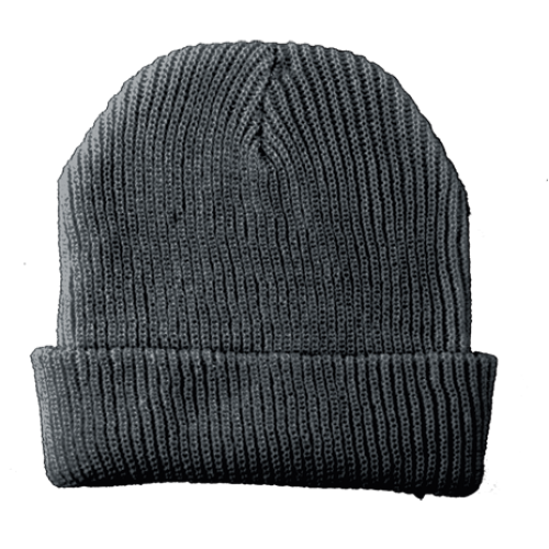 ACRYLIC KNIT CUFF HAT - CHARCOAL ONLY