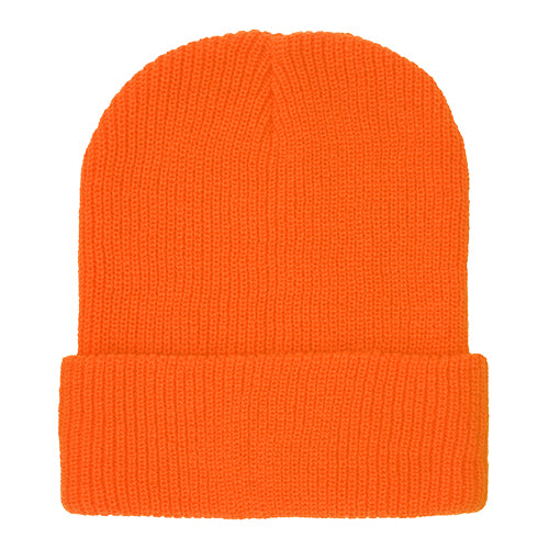 MENS BLAZE ORANGE ACRYLIC KNIT SUPER-STRETCH CUFF HAT