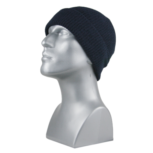ACRYLIC KNIT CUFF HAT - NAVY