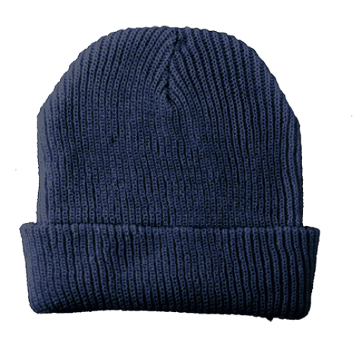 ACRYLIC KNIT CUFF HAT - NAVY