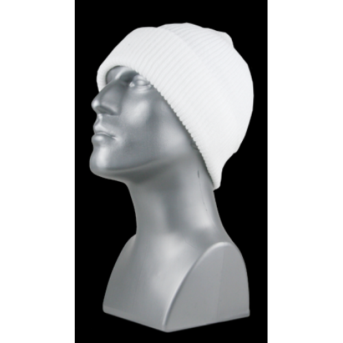 ACRYLIC KNIT CUFF HAT - WHITE ONLY