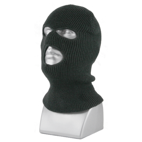 MENS ACRYLIC KNIT 3-HOLE STRETCH FACE MASK - BLACK ONLY