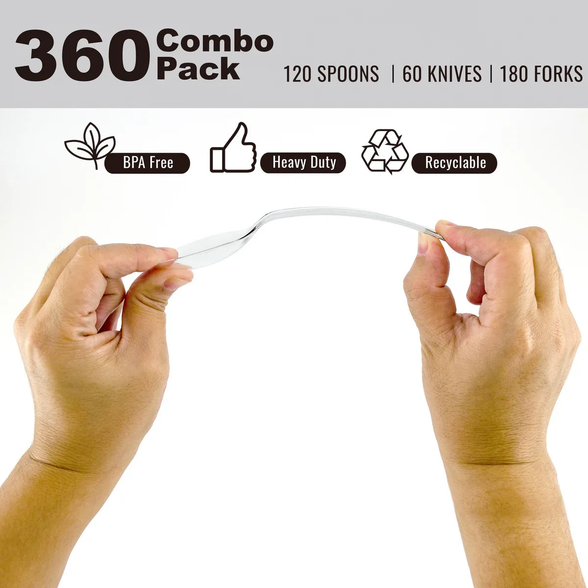 Clear Disposable Cutlery Set 360 Pcs