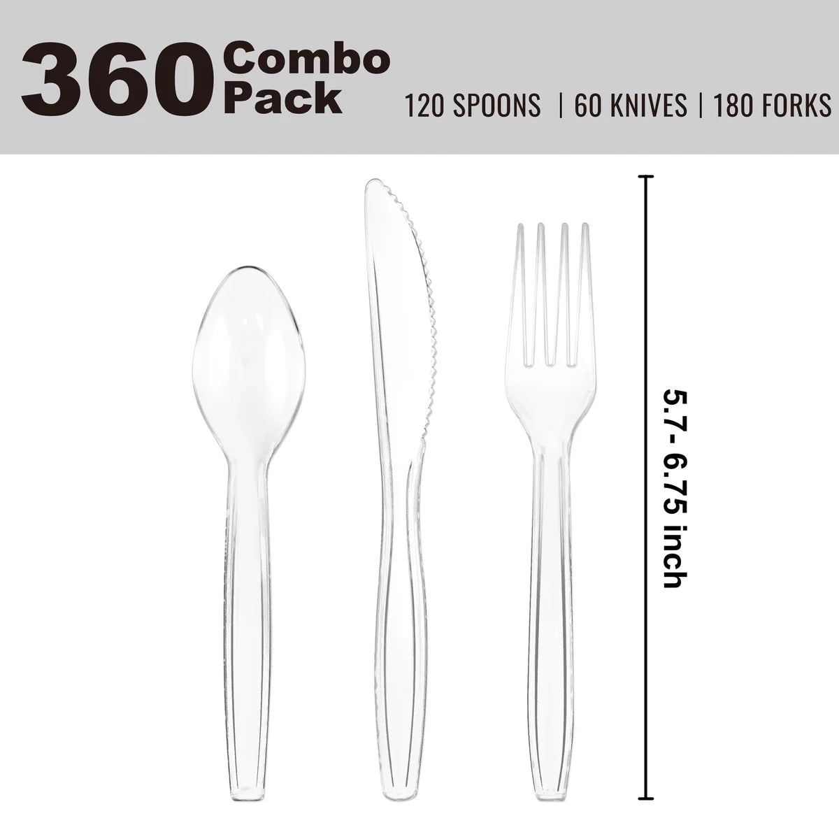 Clear Disposable Cutlery Set 360 Pcs