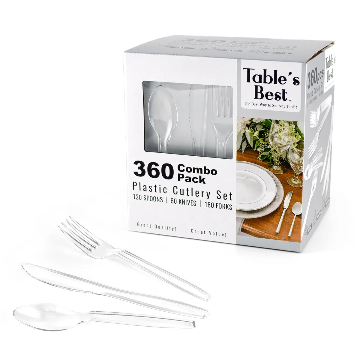 Clear Disposable Cutlery Set 360 Pcs