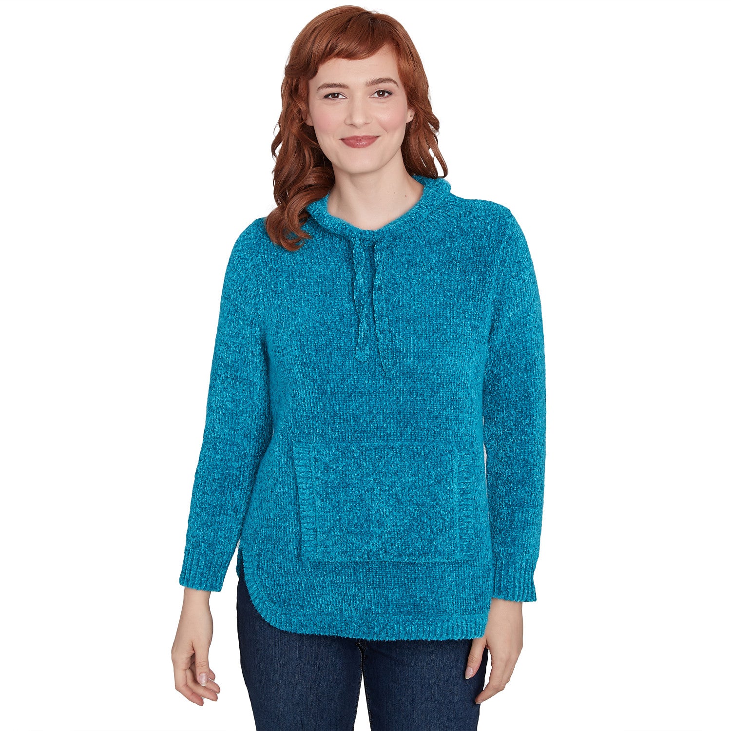 Chenille Eyelash Pullover Pouch Pocket Sweater Jade - Ruby Rd