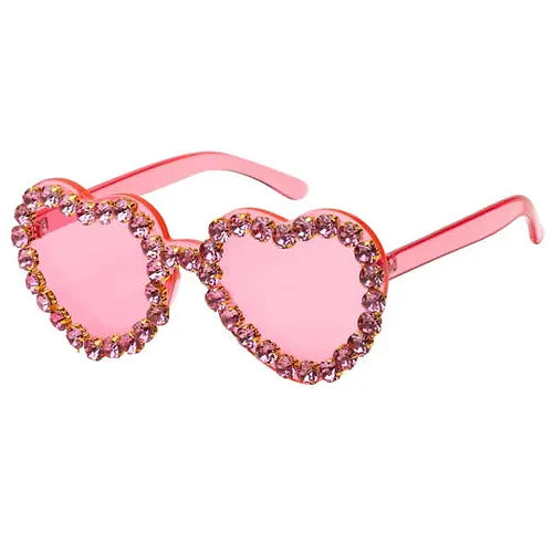 HEART SHAPE SUNGLASSES WITH BOLD RHINSETONES