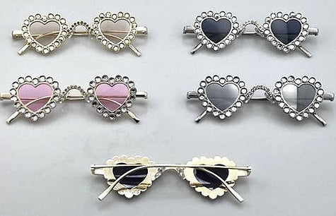 HEART SHAPE GEM LINED METAL FRAMES SUNGLASSES