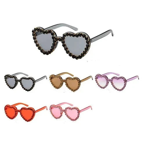 HEART SHAPE SUNGLASSES WITH BOLD RHINSETONES