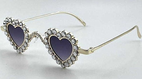 HEART SHAPE GEM LINED METAL FRAMES SUNGLASSES