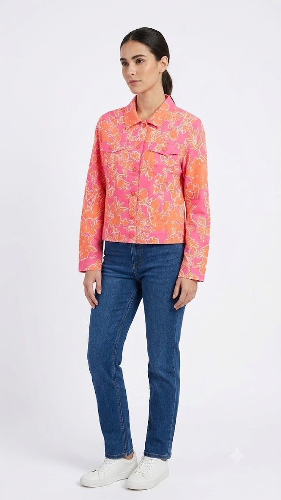 Blouse Printed Flowers Pink-Orange- Ninety