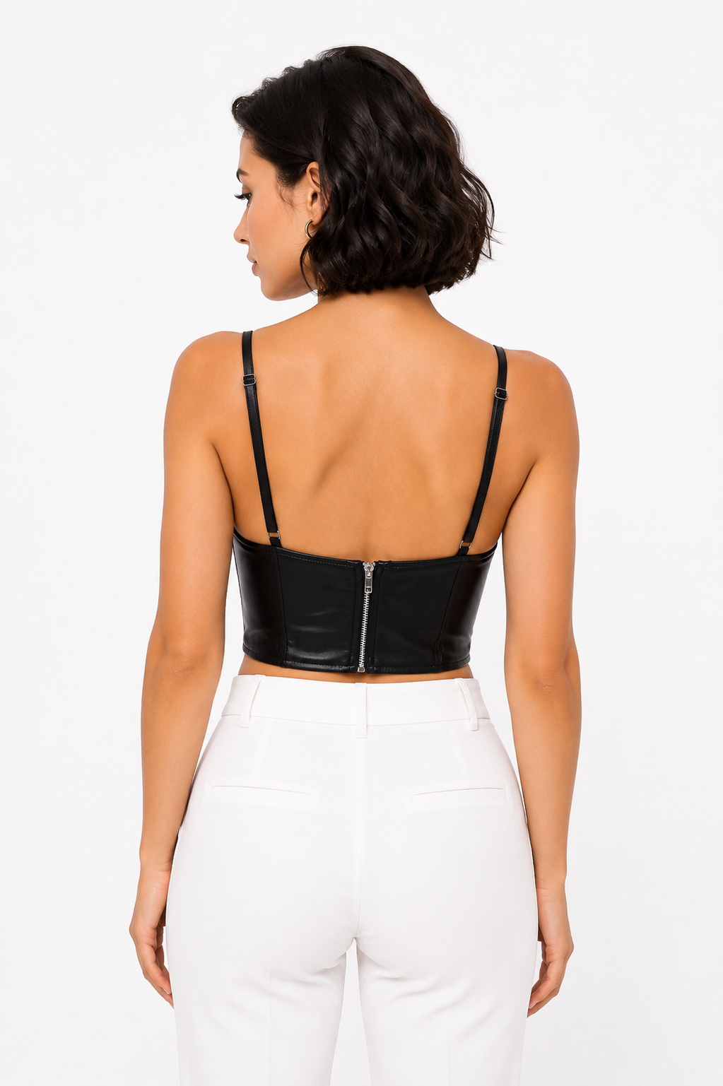 Pu with Fringes Bralette Black