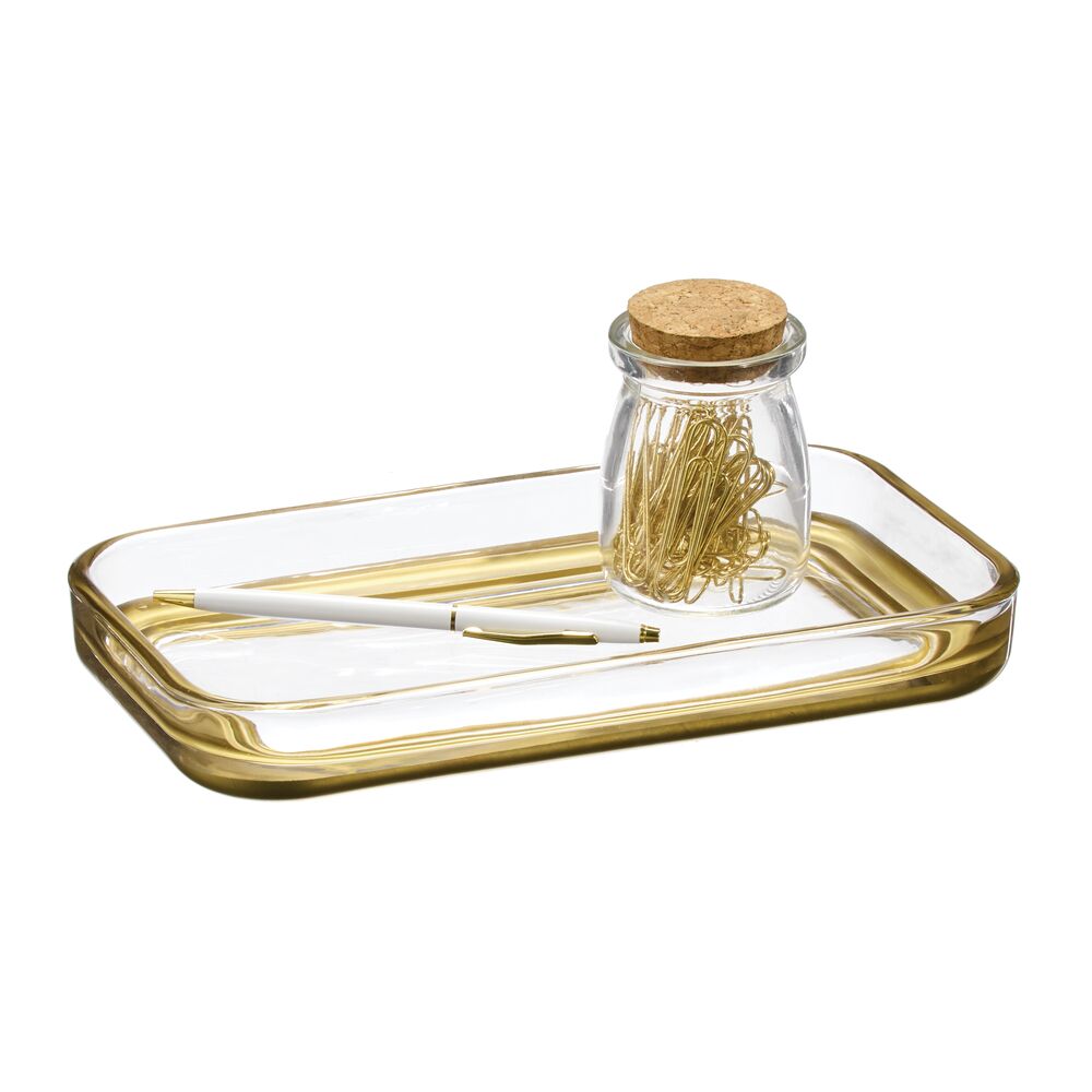 TIA Tray Glass Soft Brass