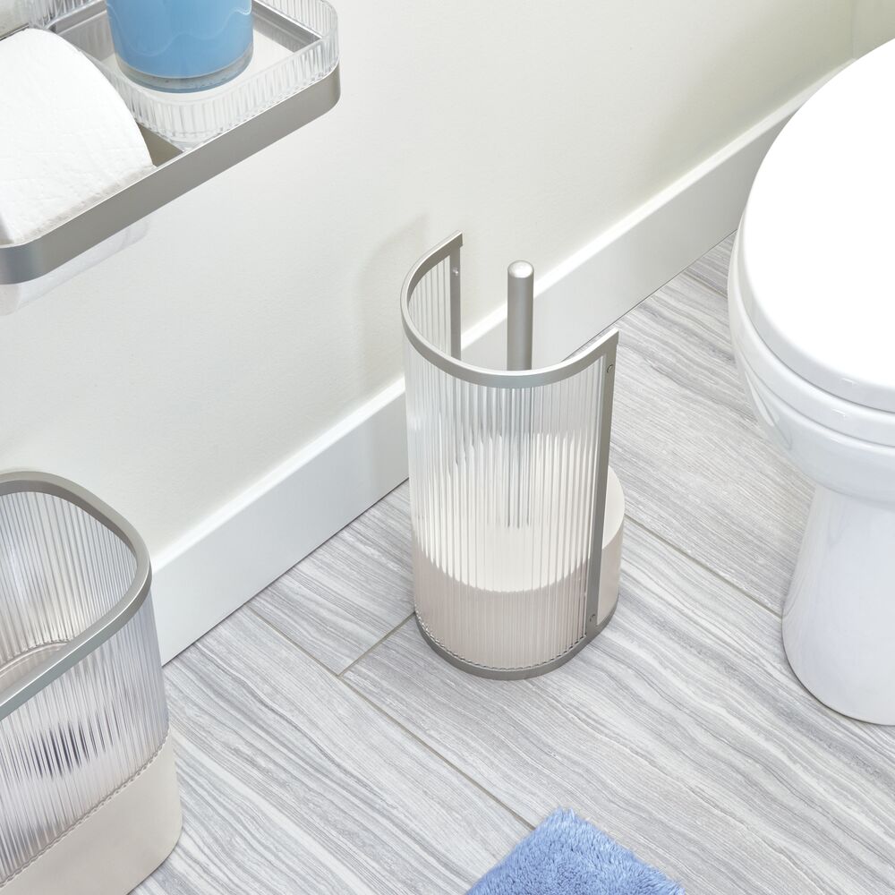 Fluted Bowl Brush with Shelf Clear/Satin/Gray