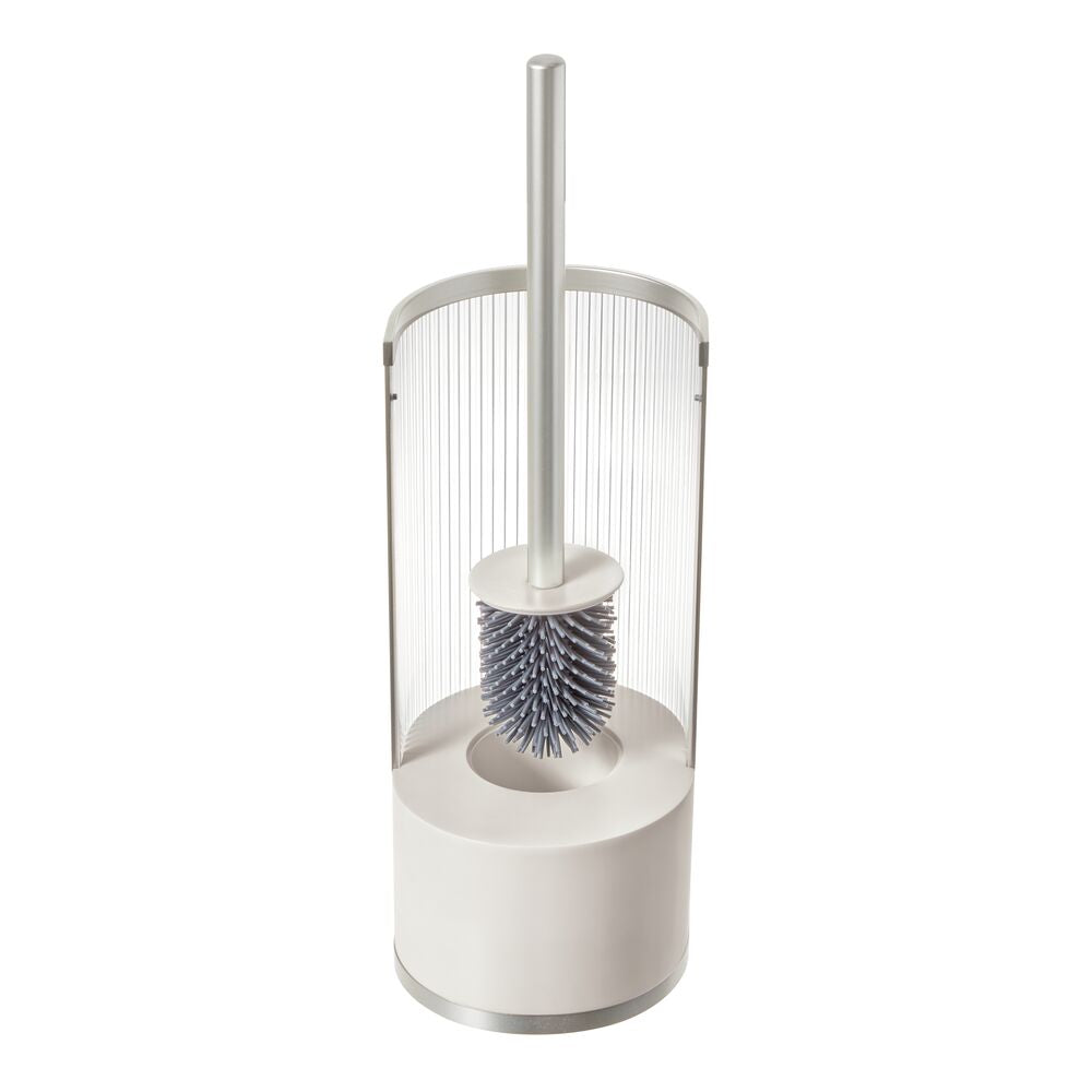 Fluted Bowl Brush with Shelf Clear/Satin/Gray