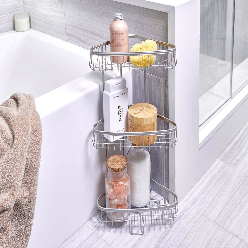 York Lyra 3 Tier Shower Shelf Satin