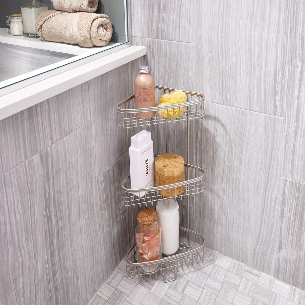 York Lyra 3 Tier Shower Shelf Satin