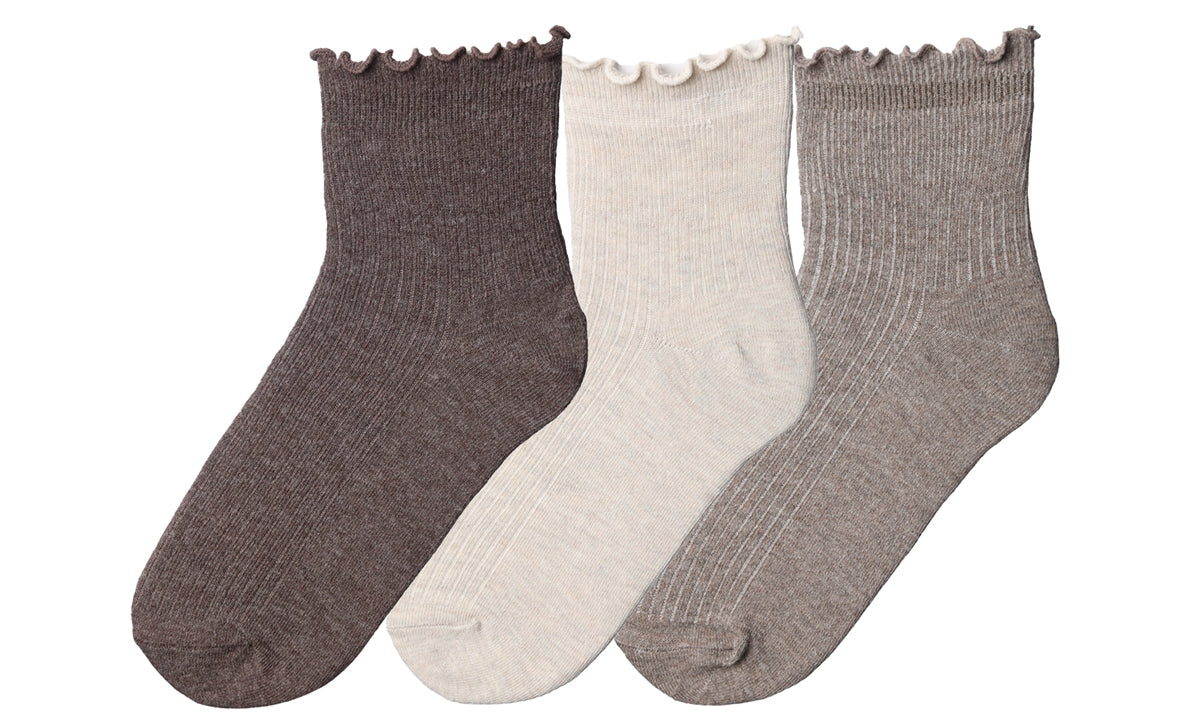 Women's Tipi Toe Lettuce Edge 3-Pack Ankle Socks