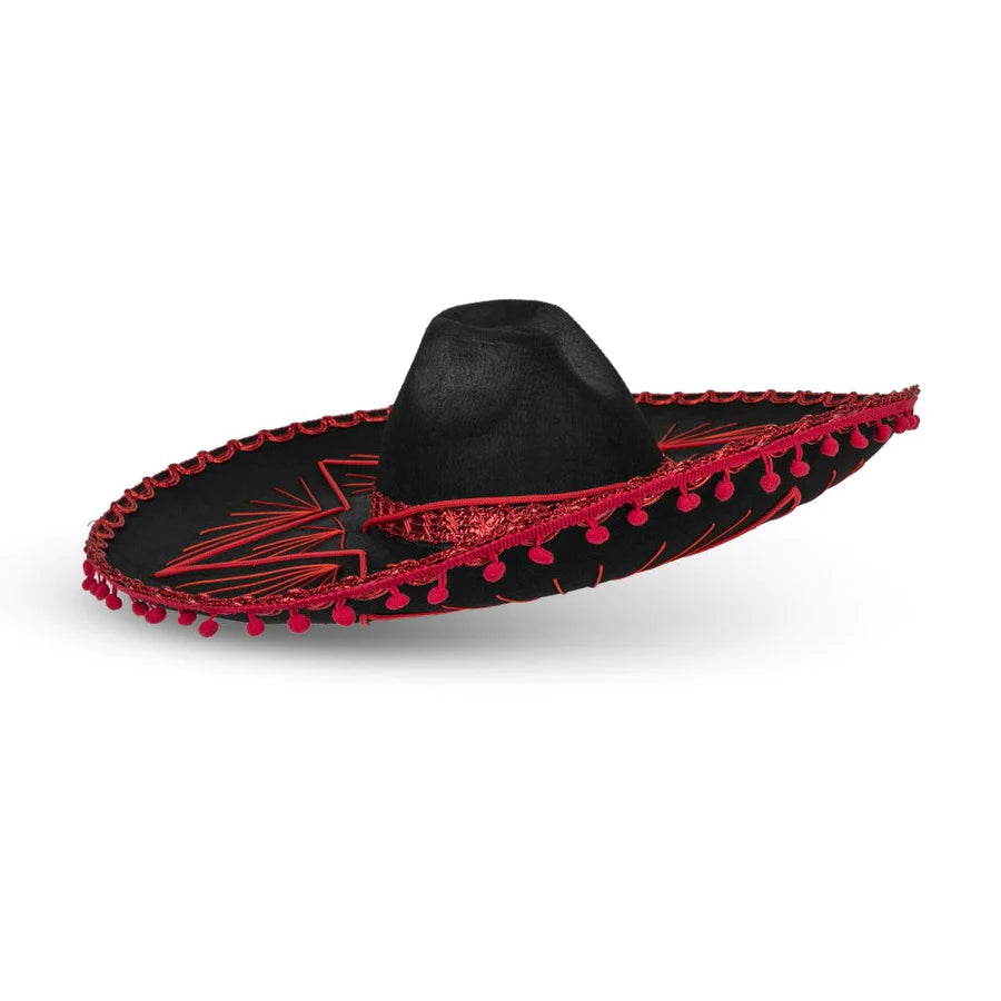 Mexican Sombrero-Red Trim Adults