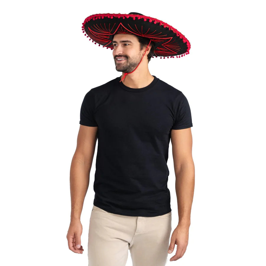 Mexican Sombrero-Red Trim Adults