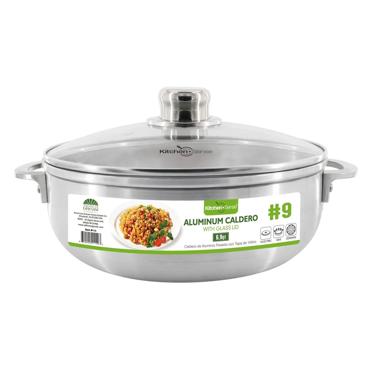 #9 - 6.9Qt Aluminum Caldero with Glass