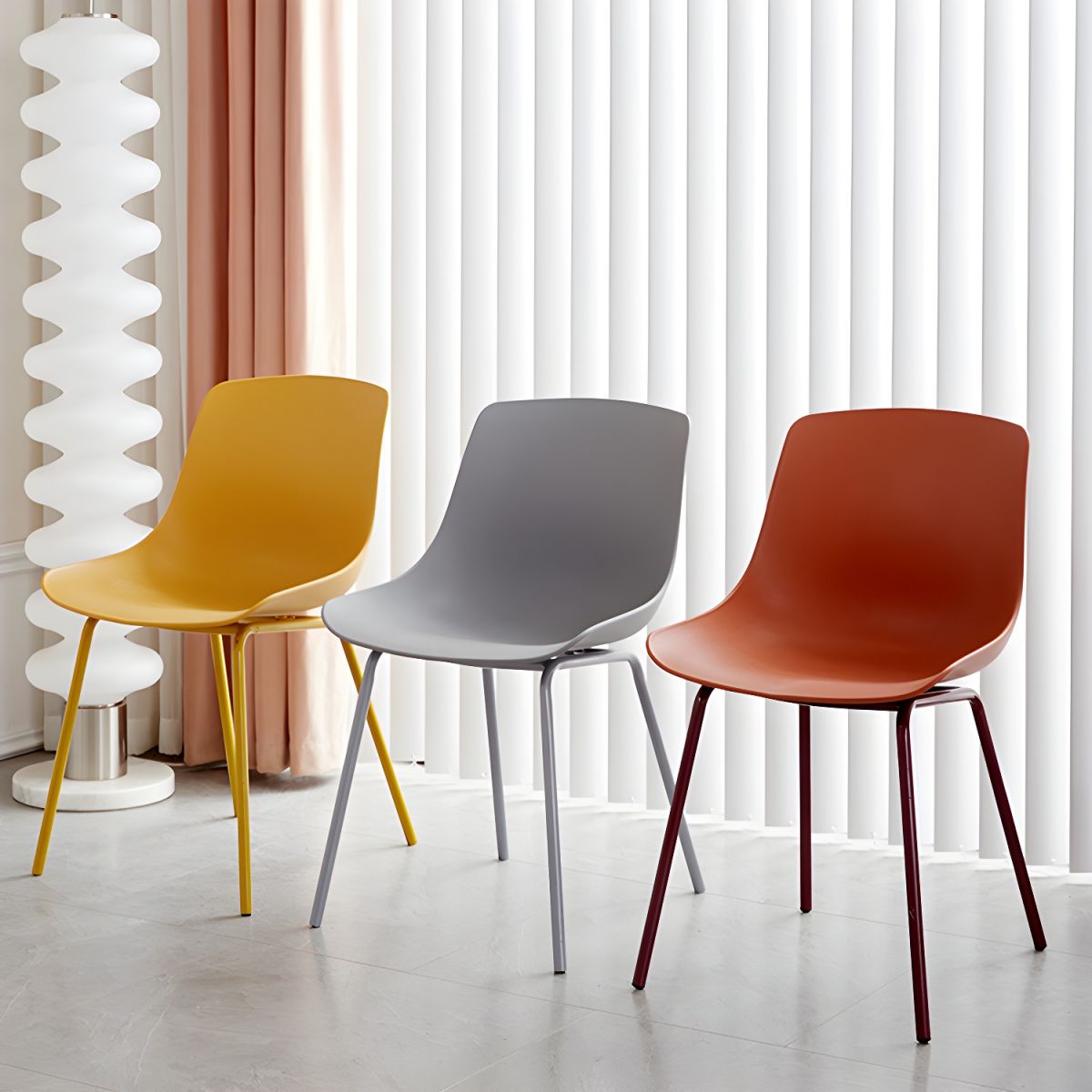 Nordic Style PP Plastic Dining Chair with Metal Frame Grey