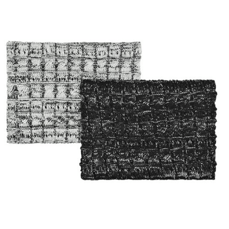 LADIES MELANGE ACRYLIC KNIT NECK WARMER - GREY/WHITE