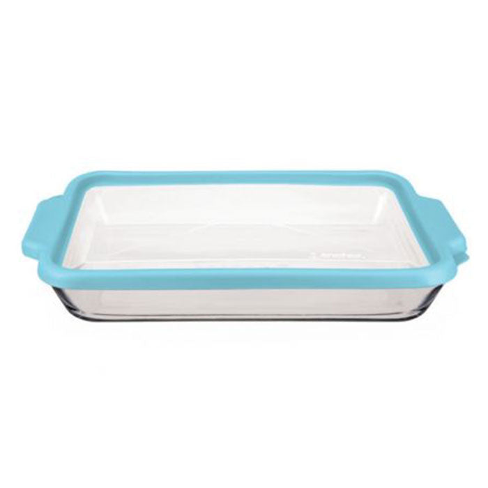 3 qt. Baking Dish with/True Fit Lid Clear/Mineral Blue
