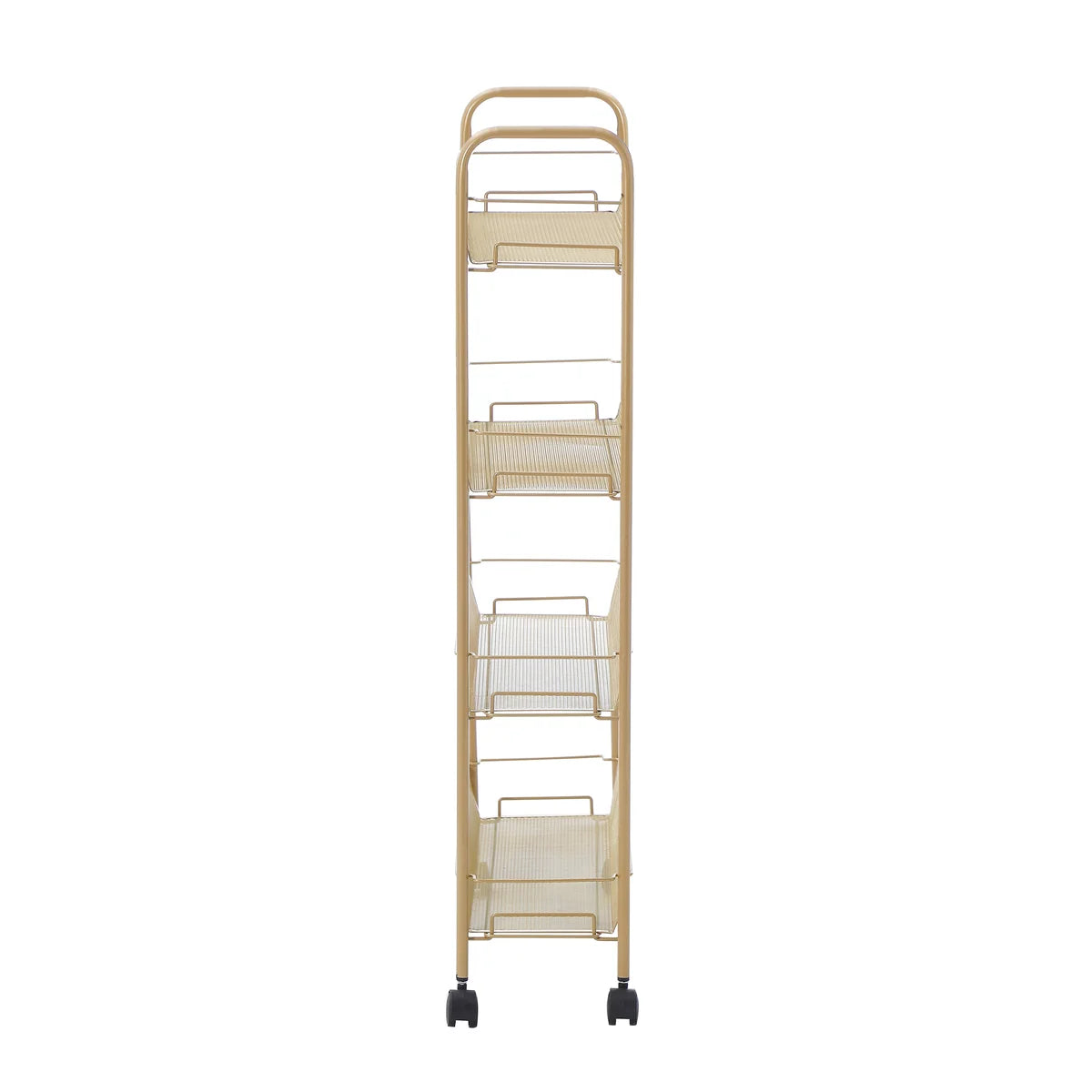 Matte Gold - 4 Tier Mesh Basket Cart with 4 Wheels