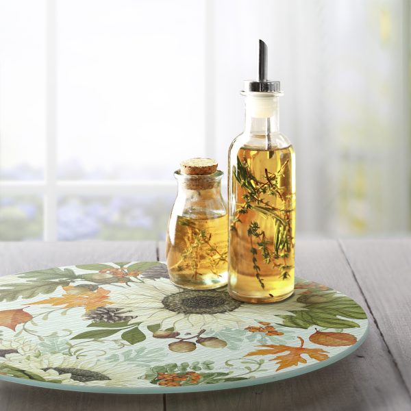 Farmhouse Fall Tempered Glass Lazy Susan