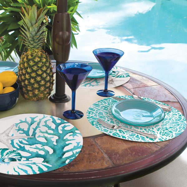 Coral Life Round Reversible Placemat