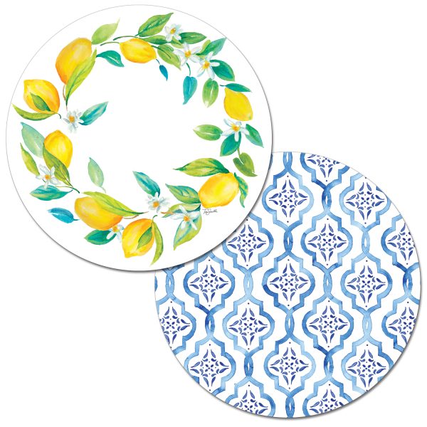 Lovely Lemons Round Reversible Placemat