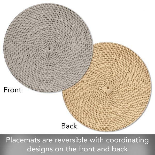 Taupe Faux Basketweave Round Reversible Placemat