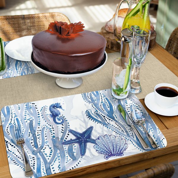 Indigo Coastal – Easycare Reversible Placemat