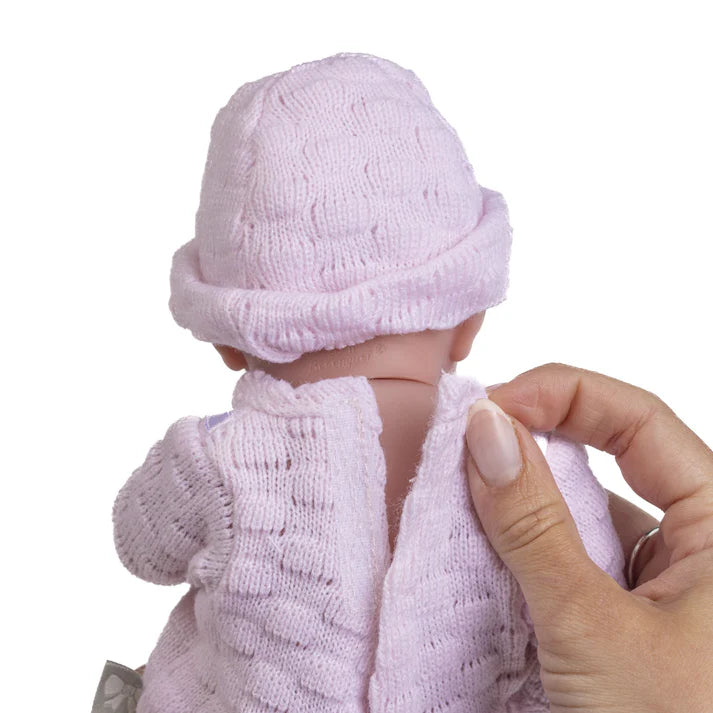 Mini La Newborn All Vinyl 9.5 inches Real Girl Baby Doll dressed in Pink