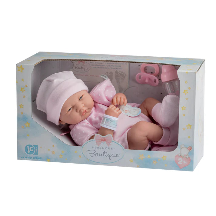 La Newborn Boutique 14 Inch Real Girl Doll-Pink Outfit 9 Pcs Gift Set