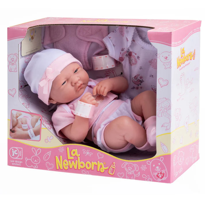 La Newborn Nursery 8 piece Layette Pink Baby Doll Gift Set 14 inch Lifelike Newborn Doll-Accessories-Ages 2+