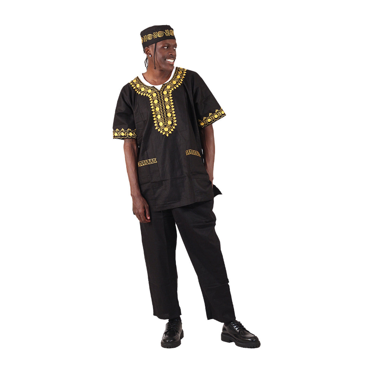 Amare Gold Short Sleeve Pant Set Black