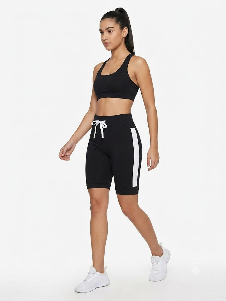 Printed Seamless Biker Shorts Black / White