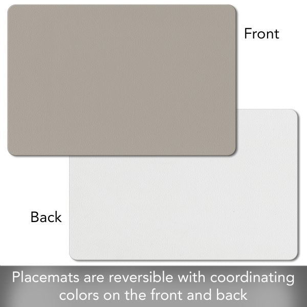 Gris/Blanco – Salvamanteles de PVC imitación cuero