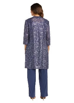 3PCMetallic Tank Top and Pant Set with Jacket Cadet